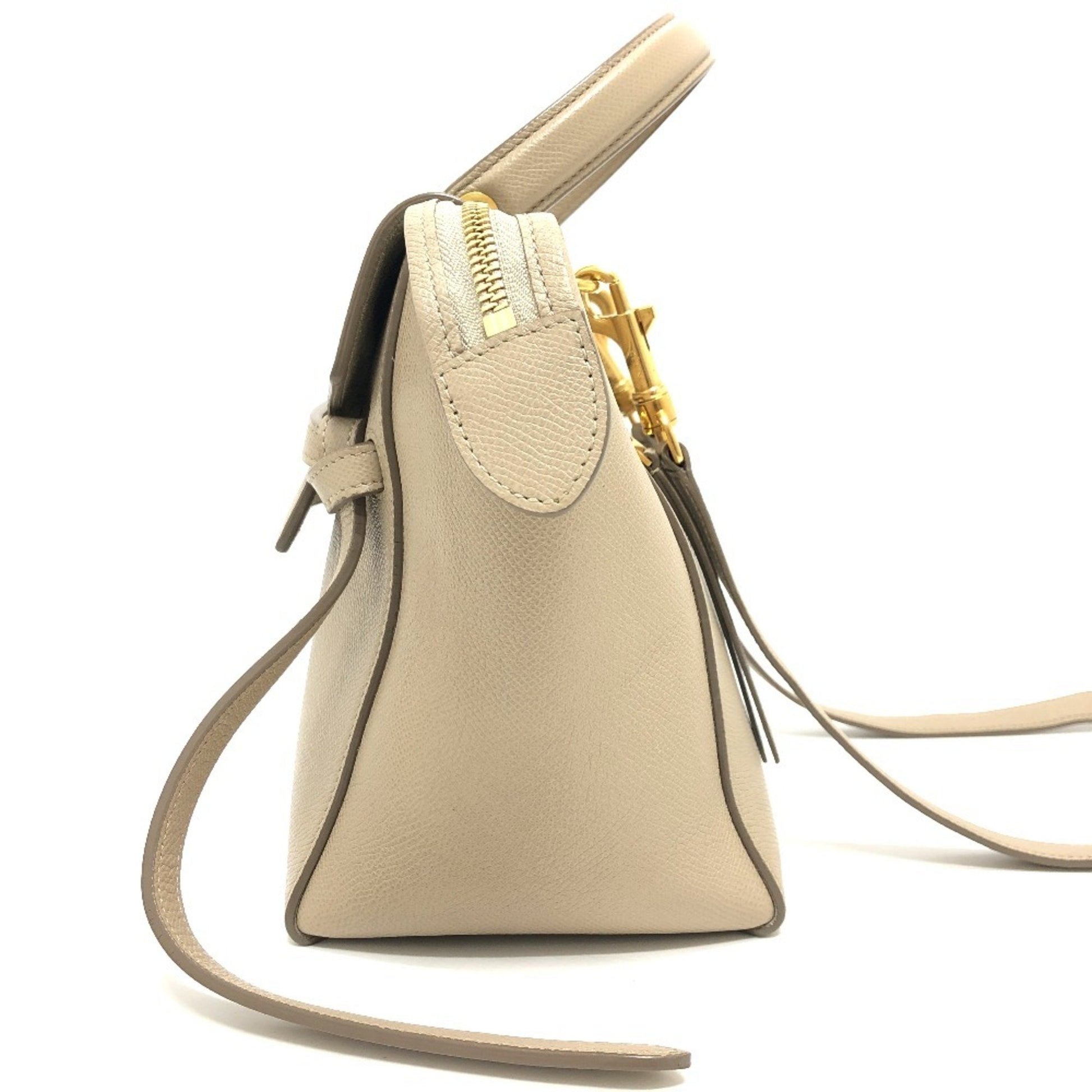 Céline Belt, Beige, Leather, handbag