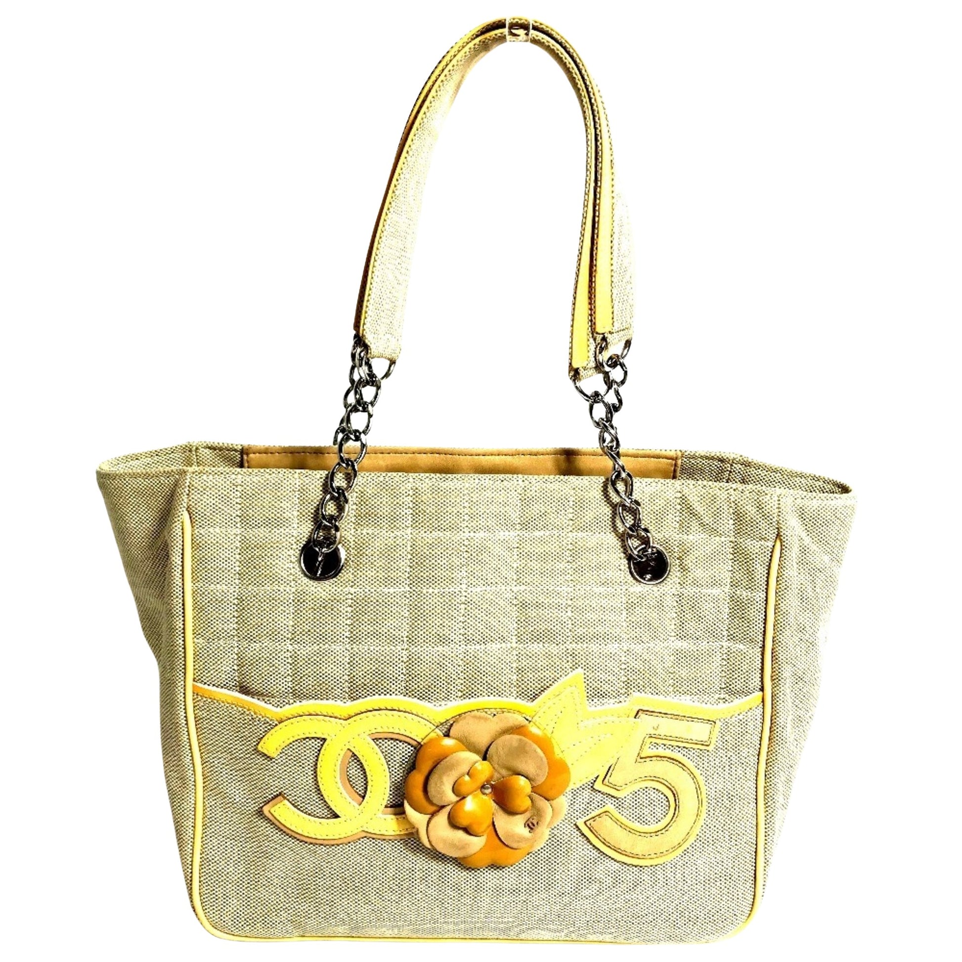 Chanel Camellia, Grey, Canvas, tote