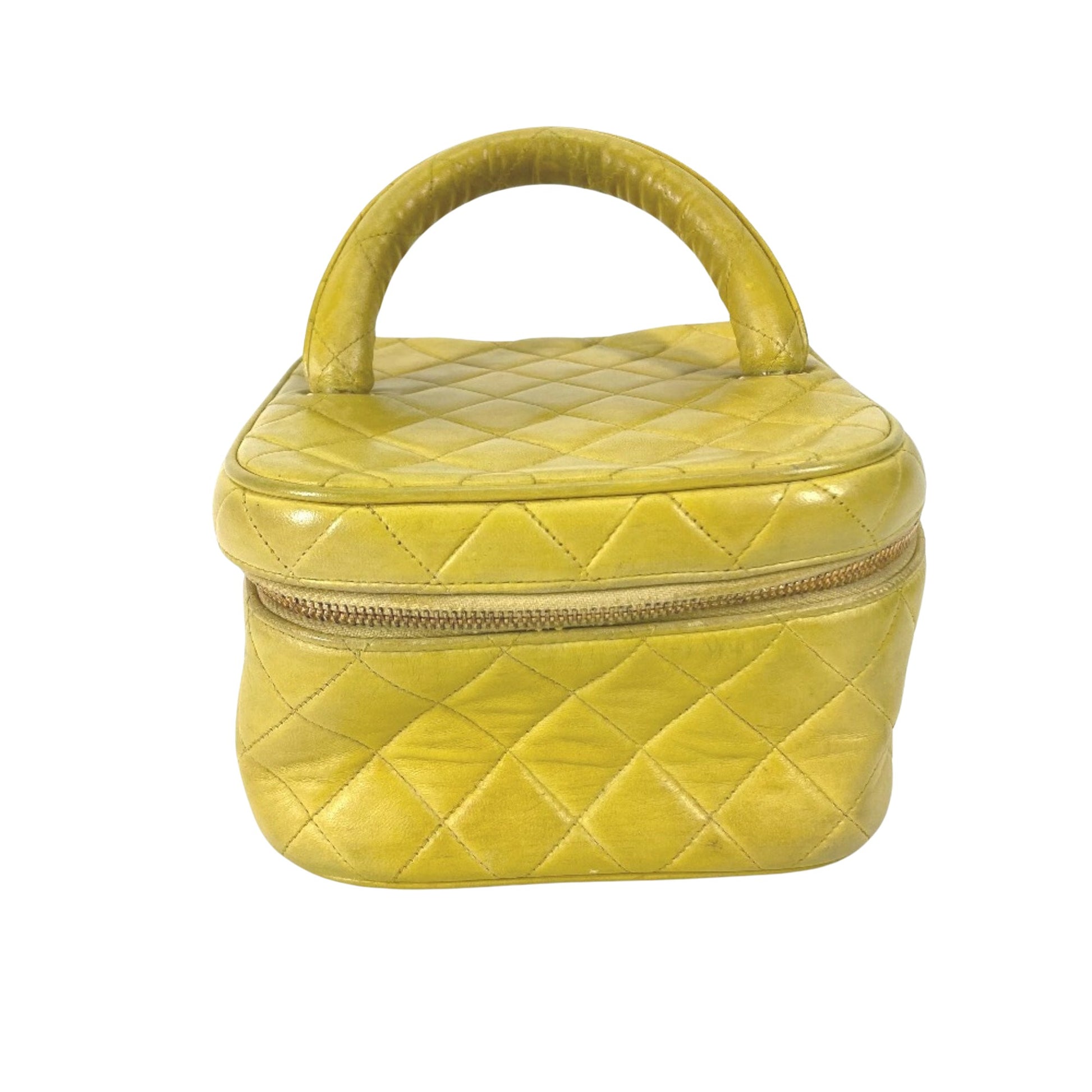 Chanel Vanity, Yellow, Leather, handbag