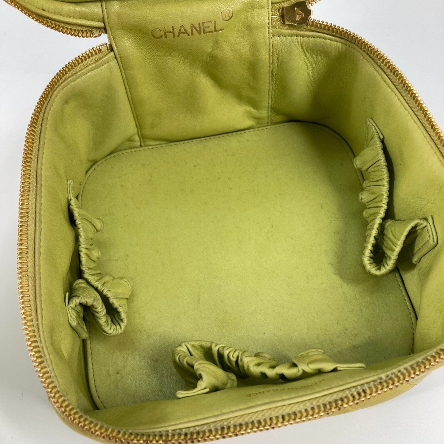 Chanel Vanity, Yellow, Leather, handbag