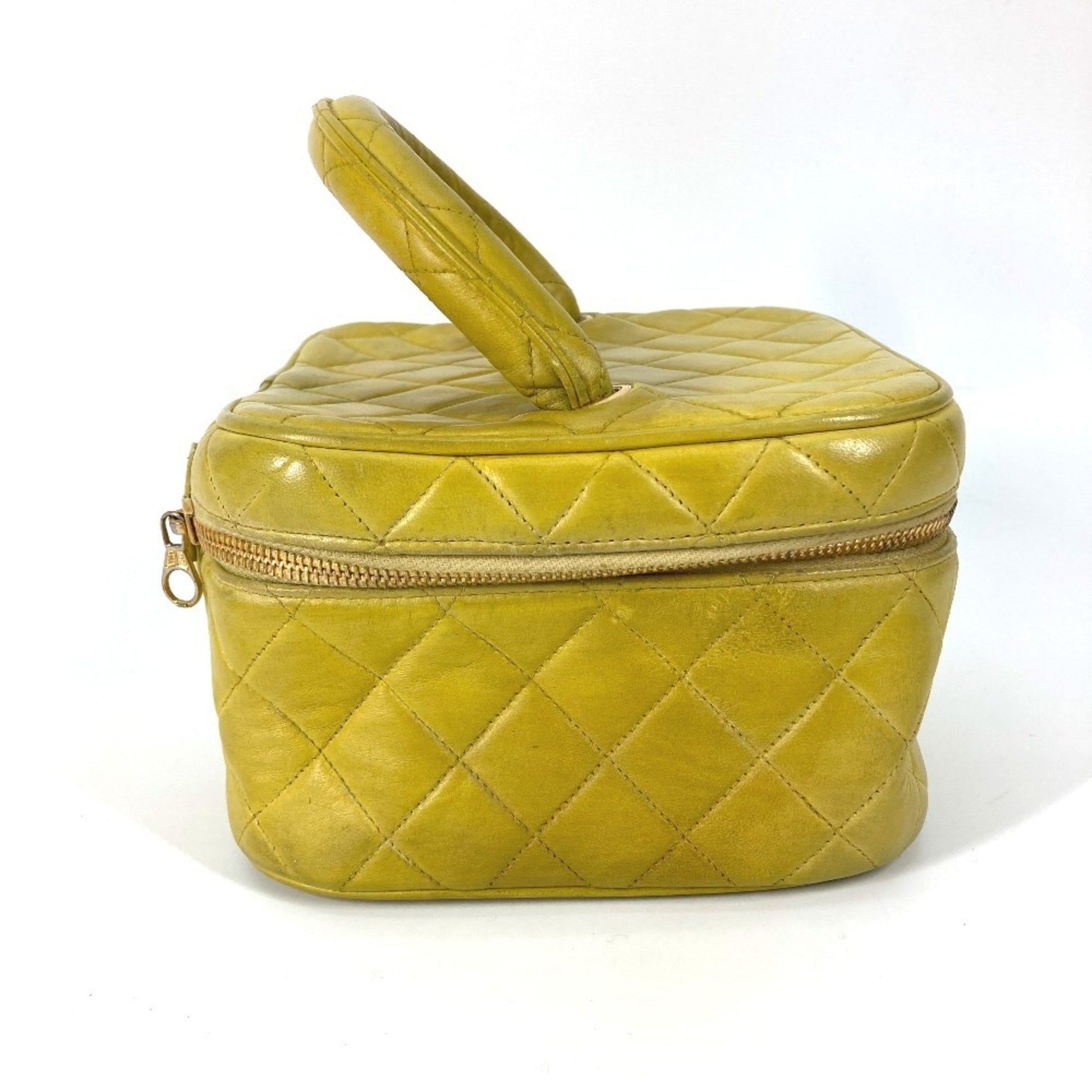 Chanel Vanity, Yellow, Leather, handbag