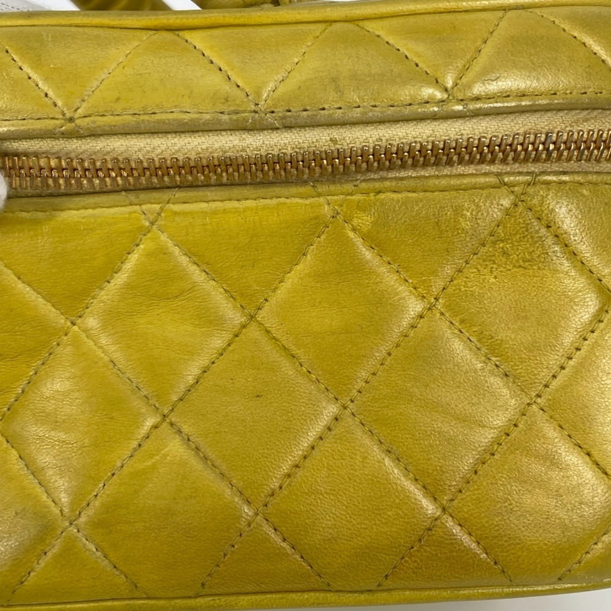 Chanel Vanity, Yellow, Leather, handbag