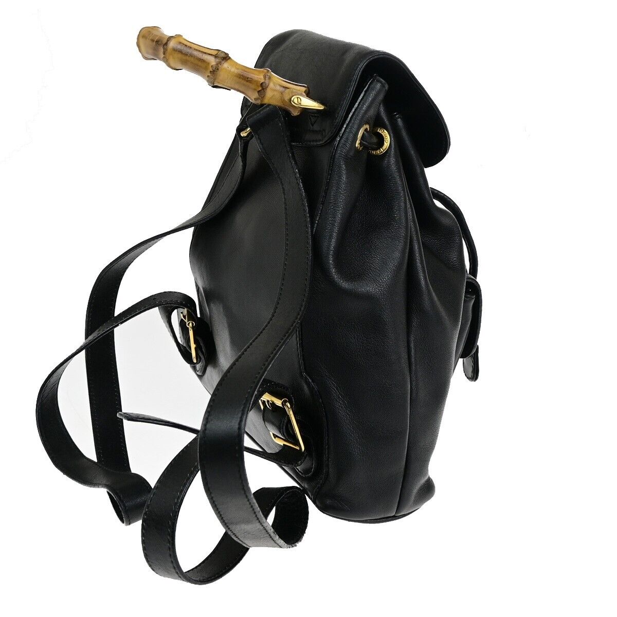 Gucci Bamboo, Black, Leather, backpack