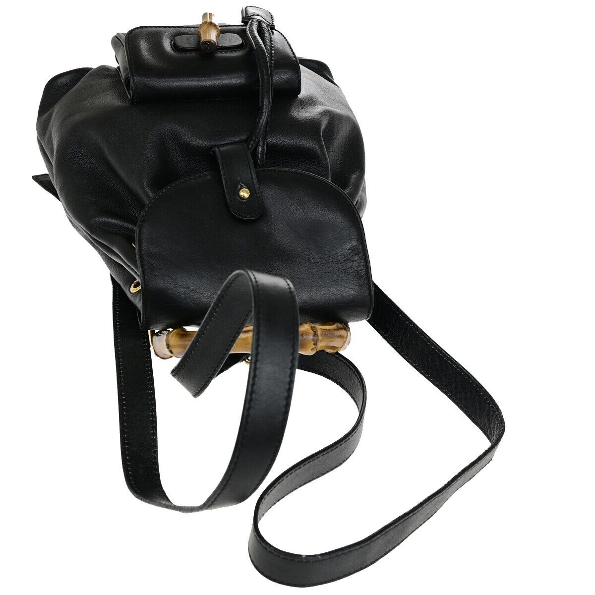 Gucci Bamboo, Black, Leather, backpack