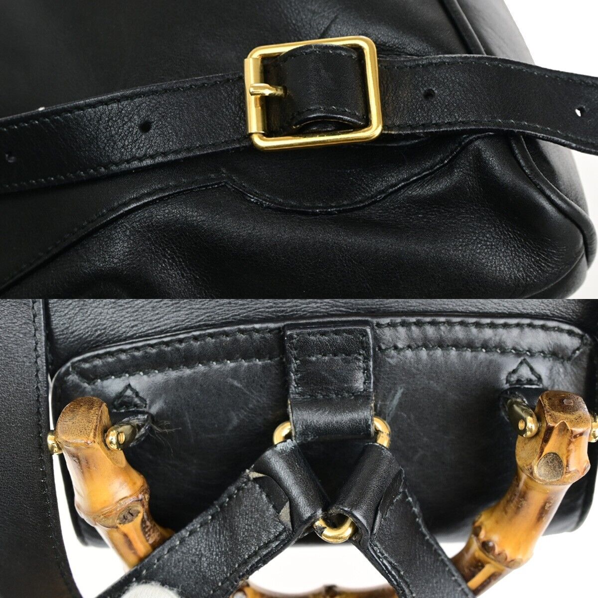 Gucci Bamboo, Black, Leather, backpack