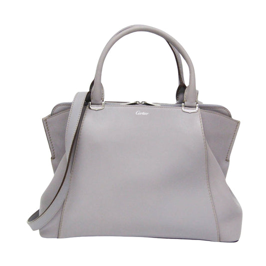 Cartier C de cartier, Grey, Leather, handbag