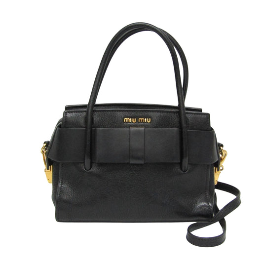 Miu Miu Madras Fiocco, Black, Leather, handbag