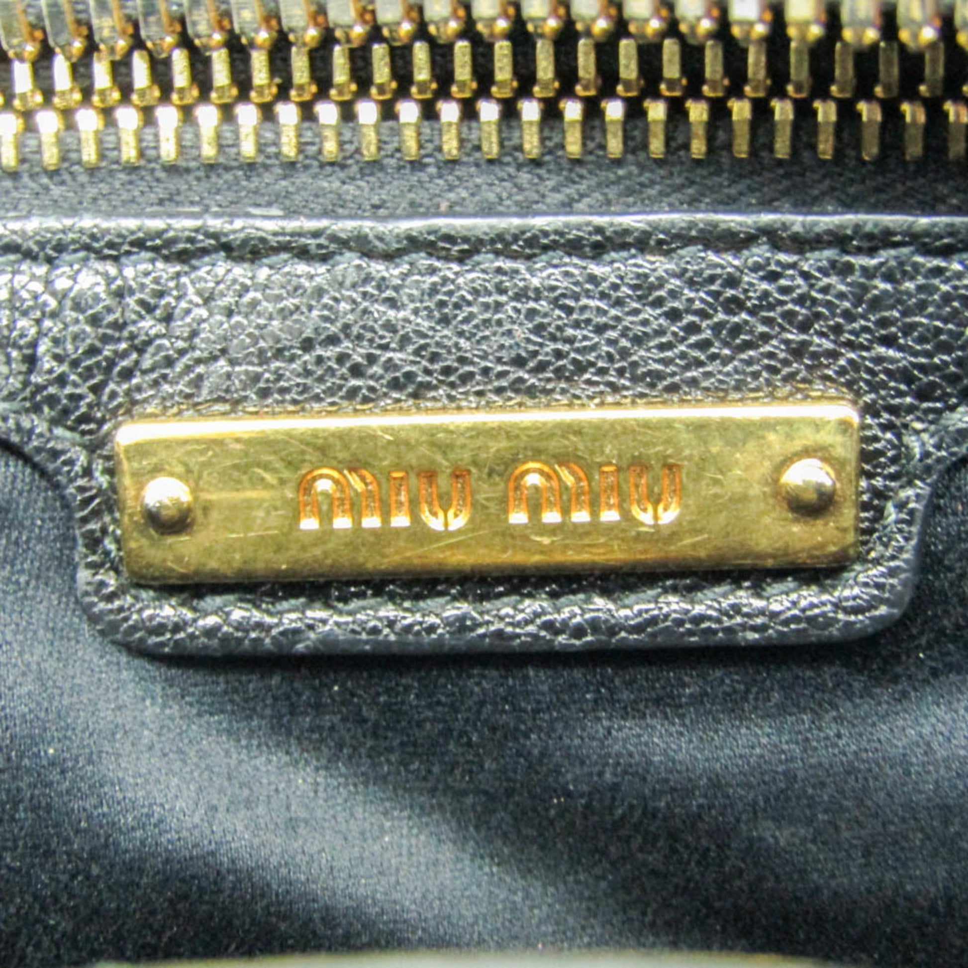 Miu Miu Madras Fiocco, Black, Leather, handbag