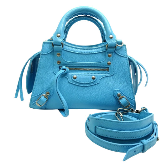 Balenciaga City, Blue, Leather, handbag