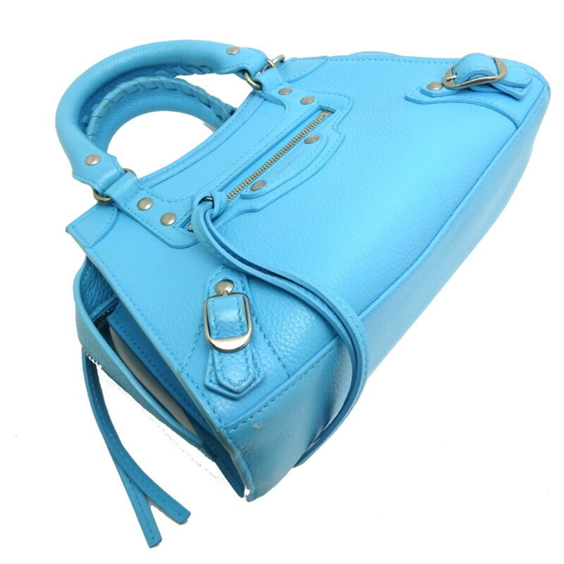 Balenciaga City, Blue, Leather, handbag