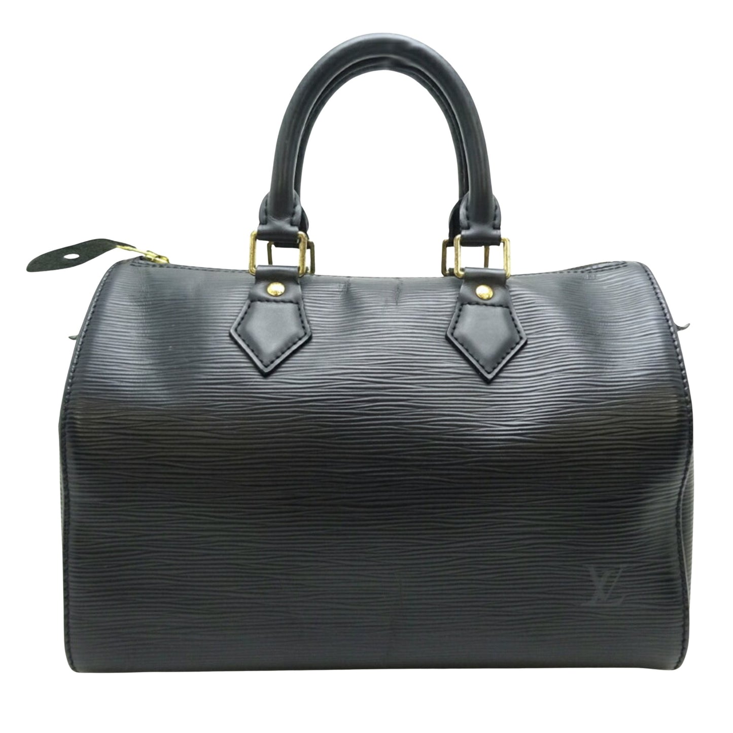 Louis Vuitton Speedy 25, Black, Leather, handbag