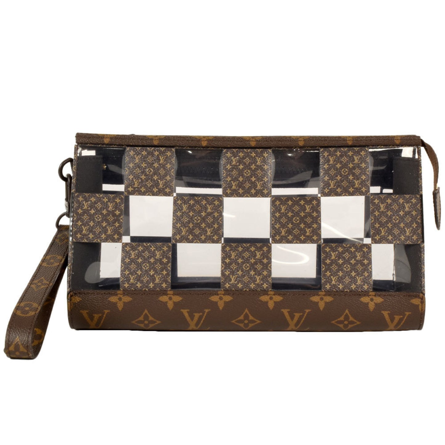 Louis Vuitton Chess, Brown, Canvas, clutch