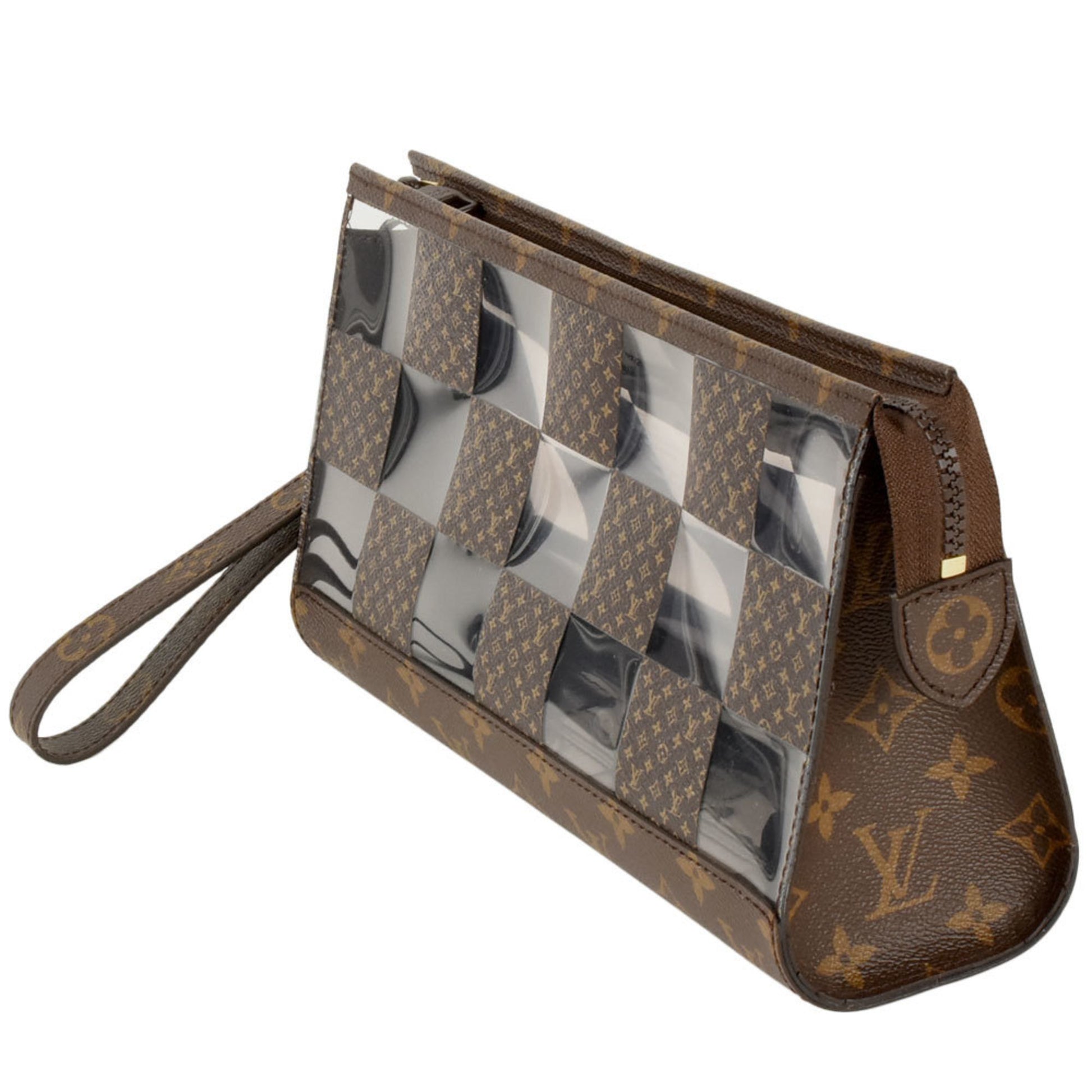 Louis Vuitton Chess, Brown, Canvas, clutch