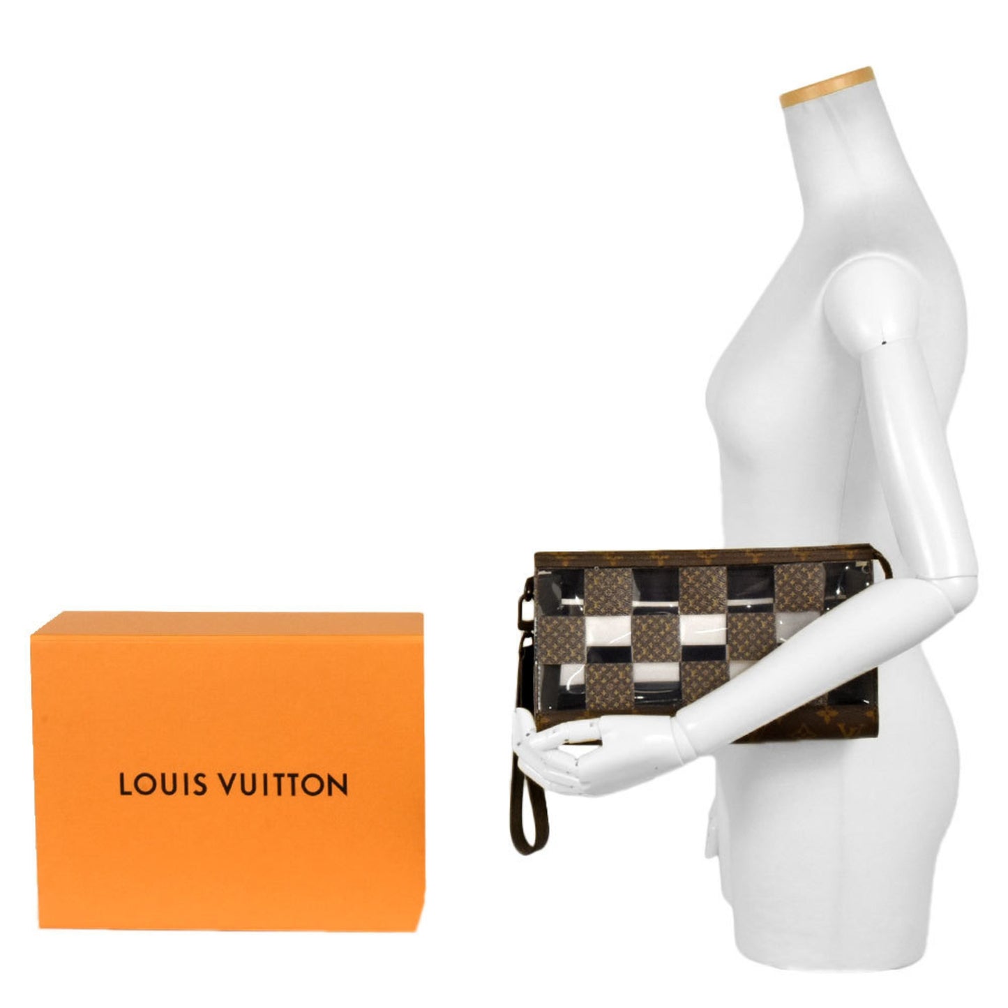 Louis Vuitton Chess, Brown, Canvas, clutch