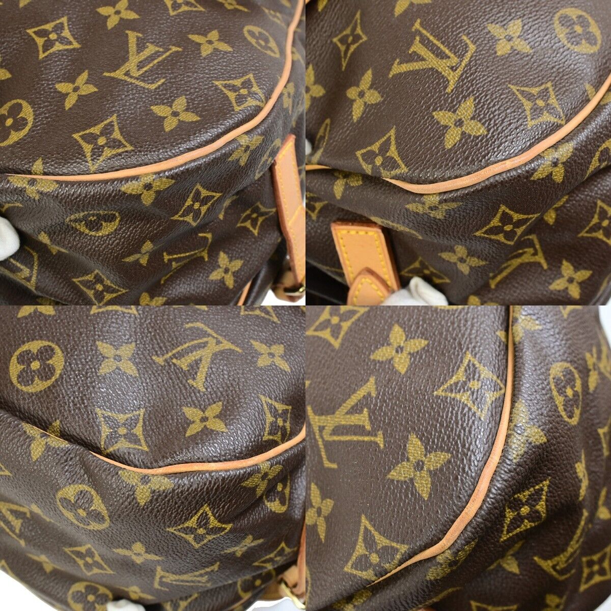 Louis Vuitton Saumur 35, Brown, Canvas, shoulder