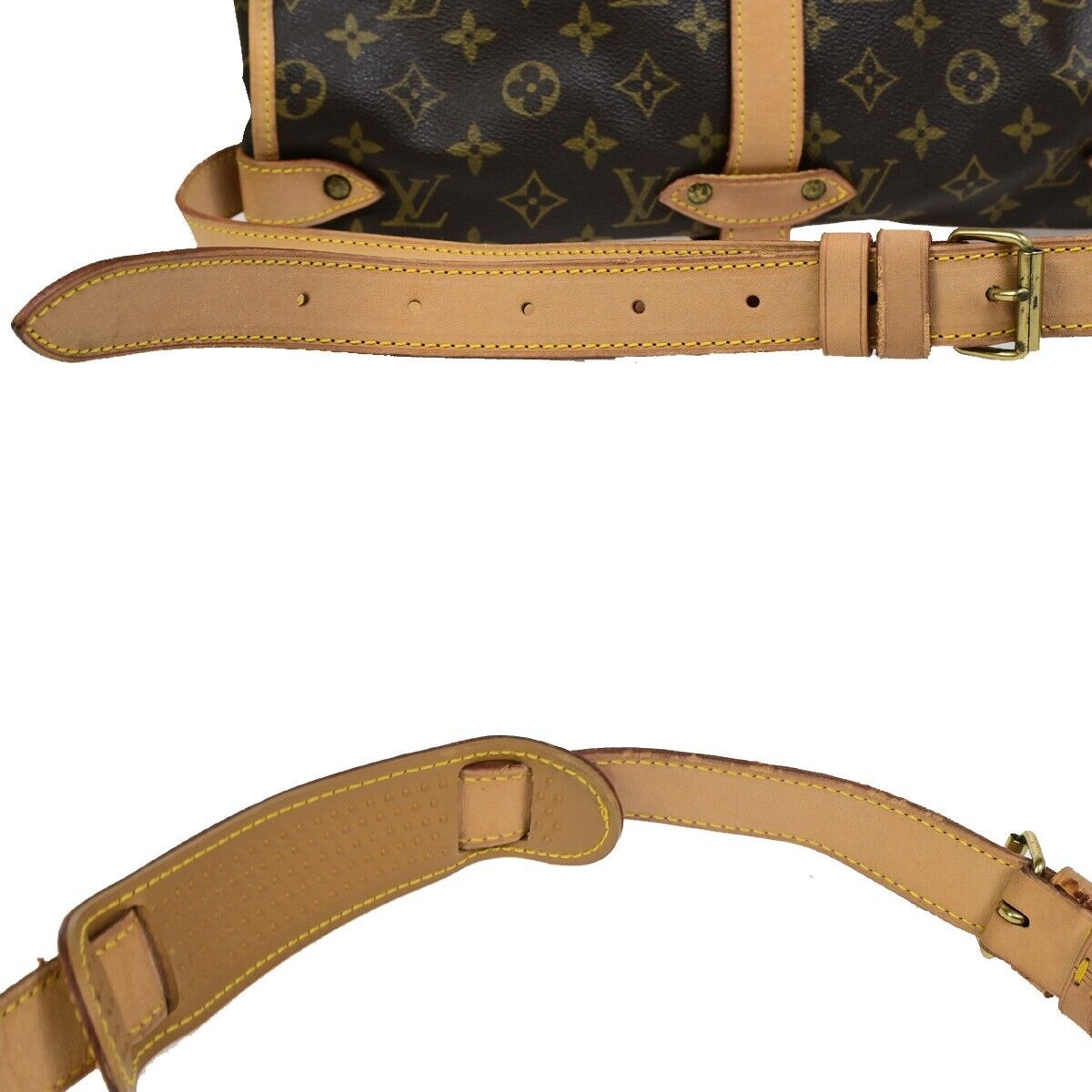 Louis Vuitton Saumur 35, Brown, Canvas, shoulder