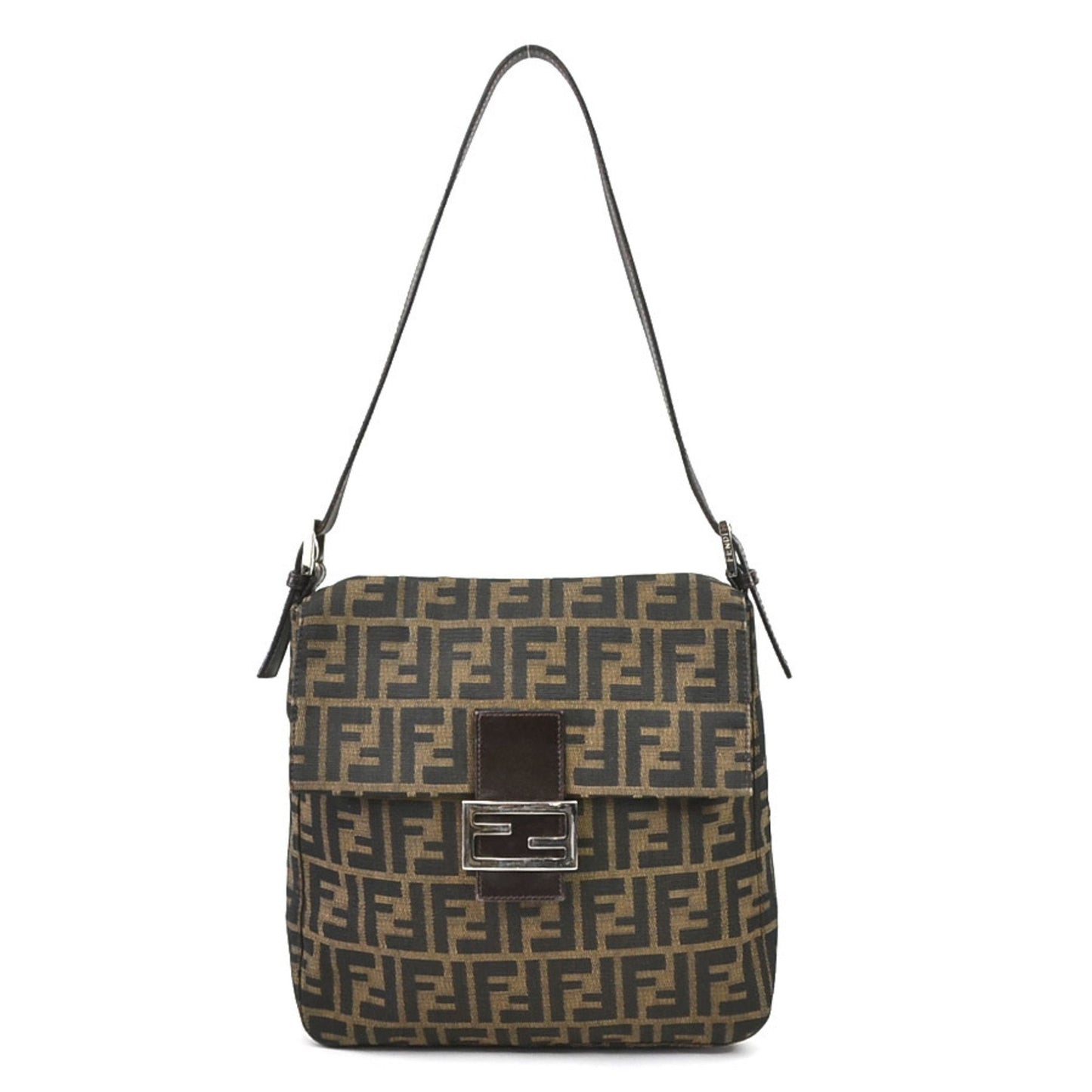 Fendi Zucchino, Brown, Canvas, shoulder