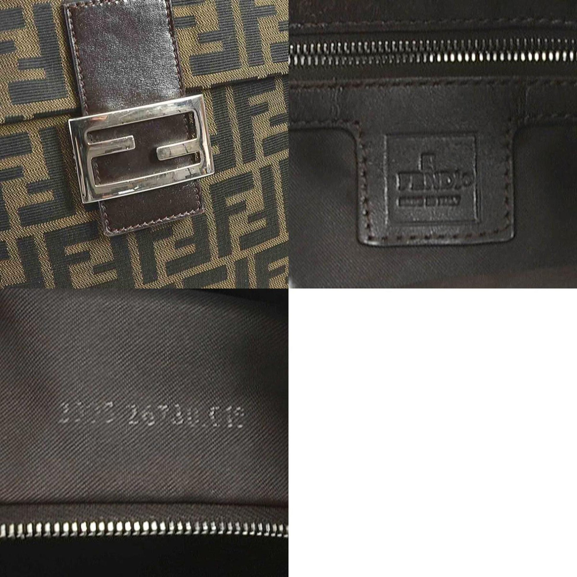 Fendi Zucchino, Brown, Canvas, shoulder