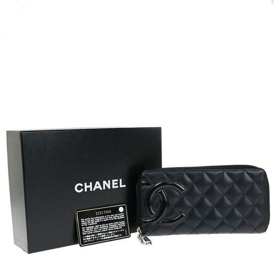 Chanel Cambon, Black, Leather, wallet