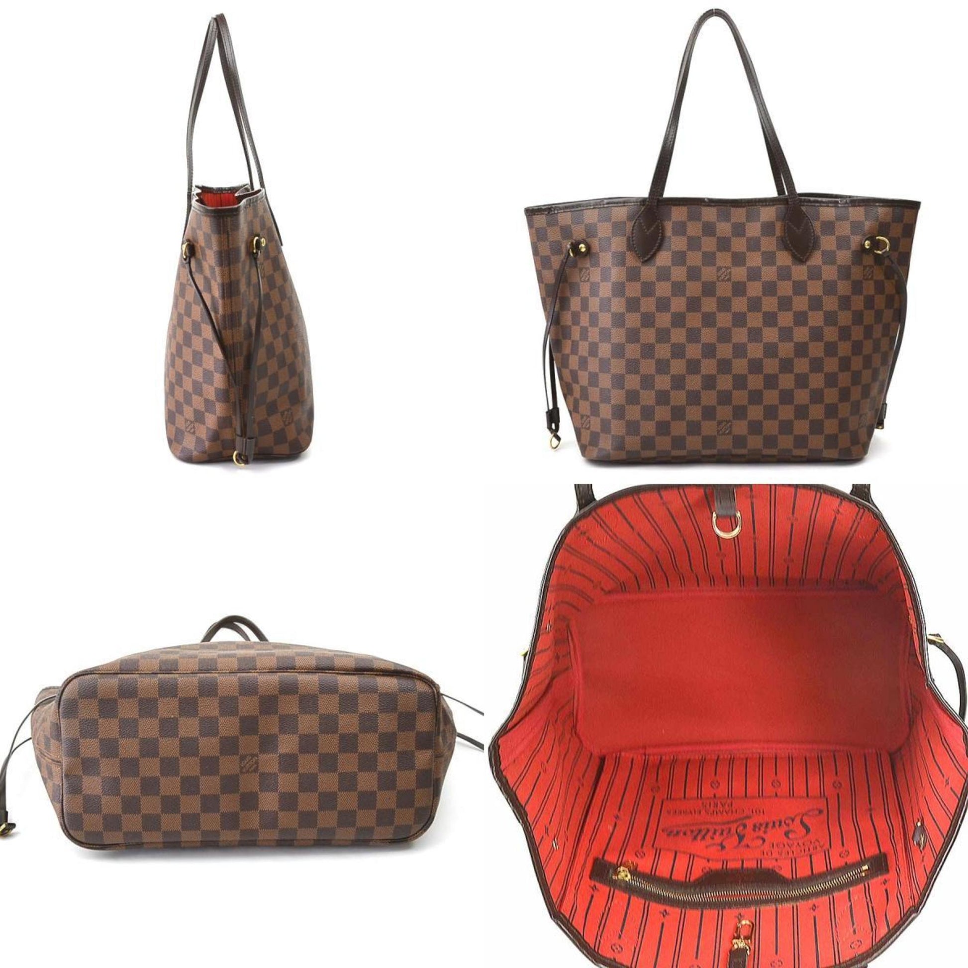 Louis Vuitton Neverfull MM, Brown, Canvas, tote