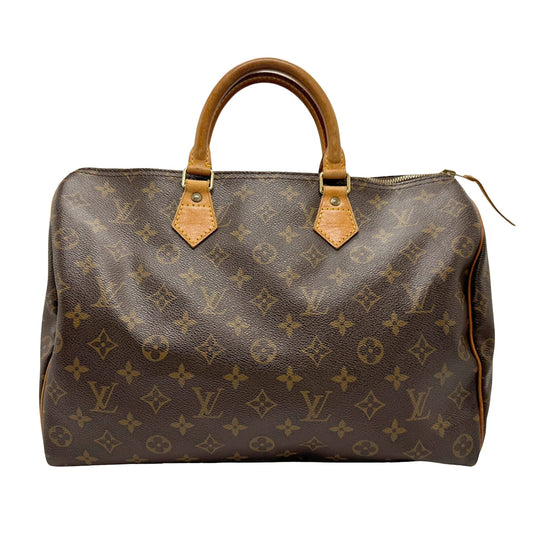 Louis Vuitton Speedy 35, Brown, Canvas, handbag