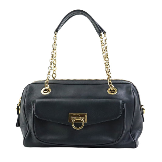 Salvatore Ferragamo, Black, Leather, handbag