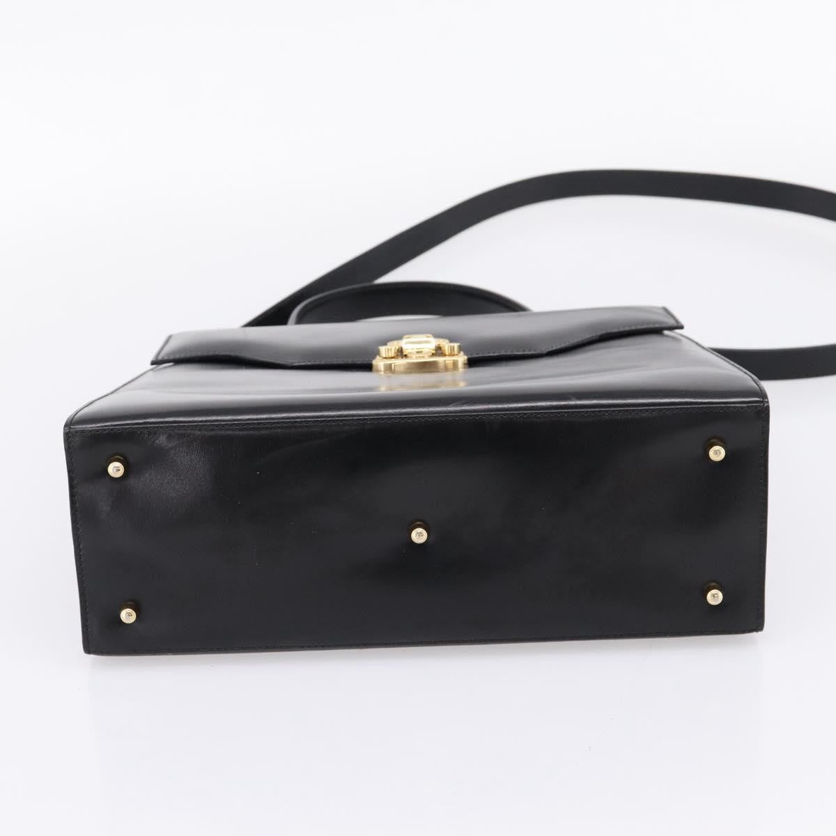 Gucci Vintage Lady Lock Top Handle Leather, Black, Leather, Handbag