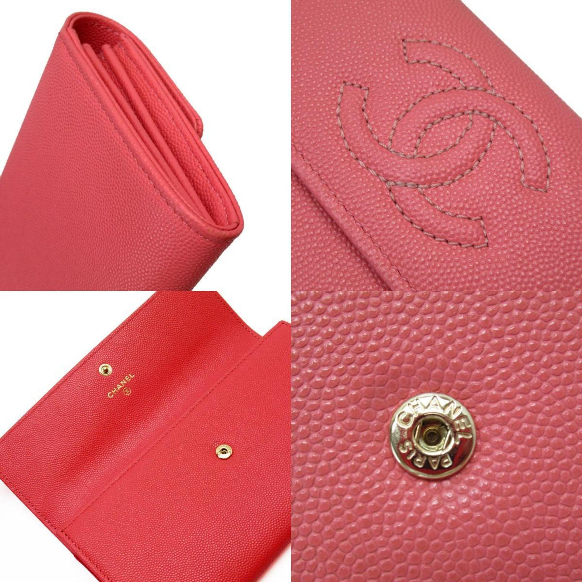 Chanel Coco Mark, Pink, Leather, wallet