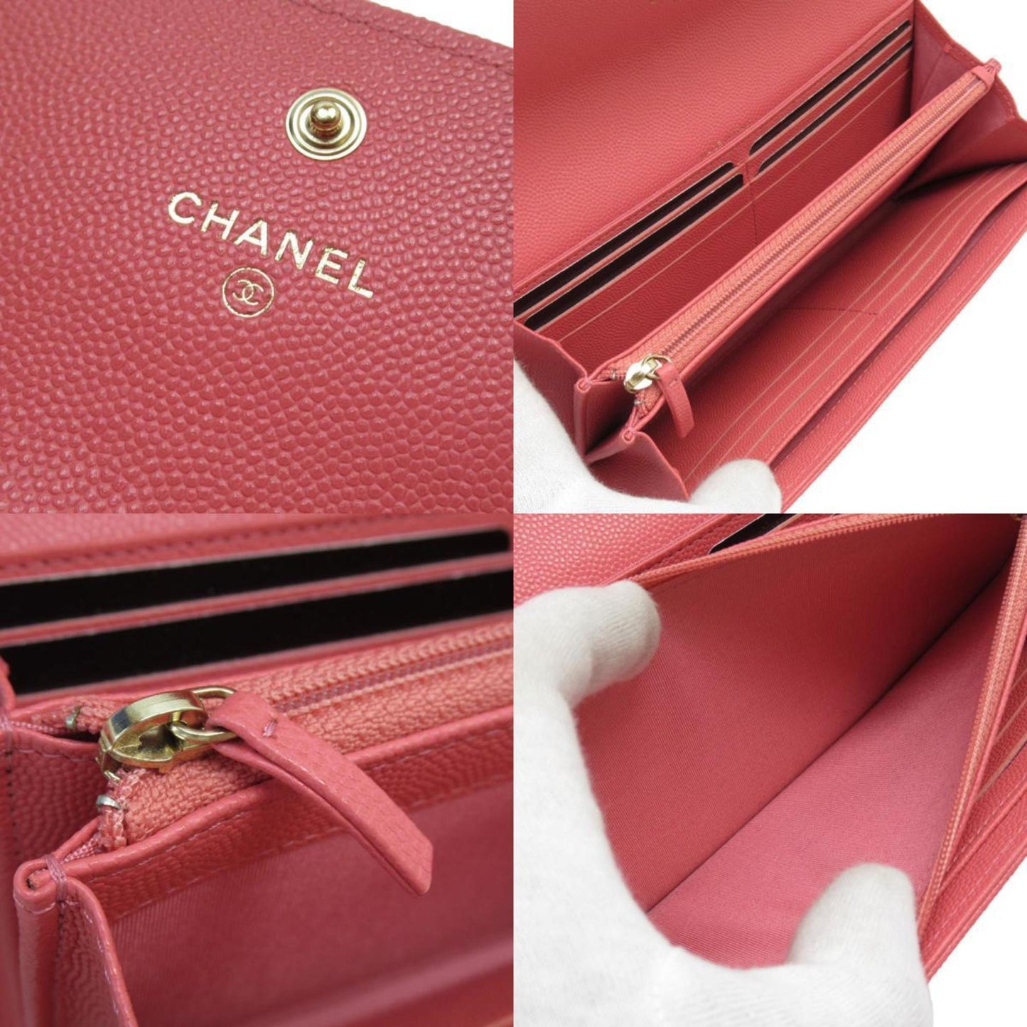 Chanel Coco Mark, Pink, Leather, wallet