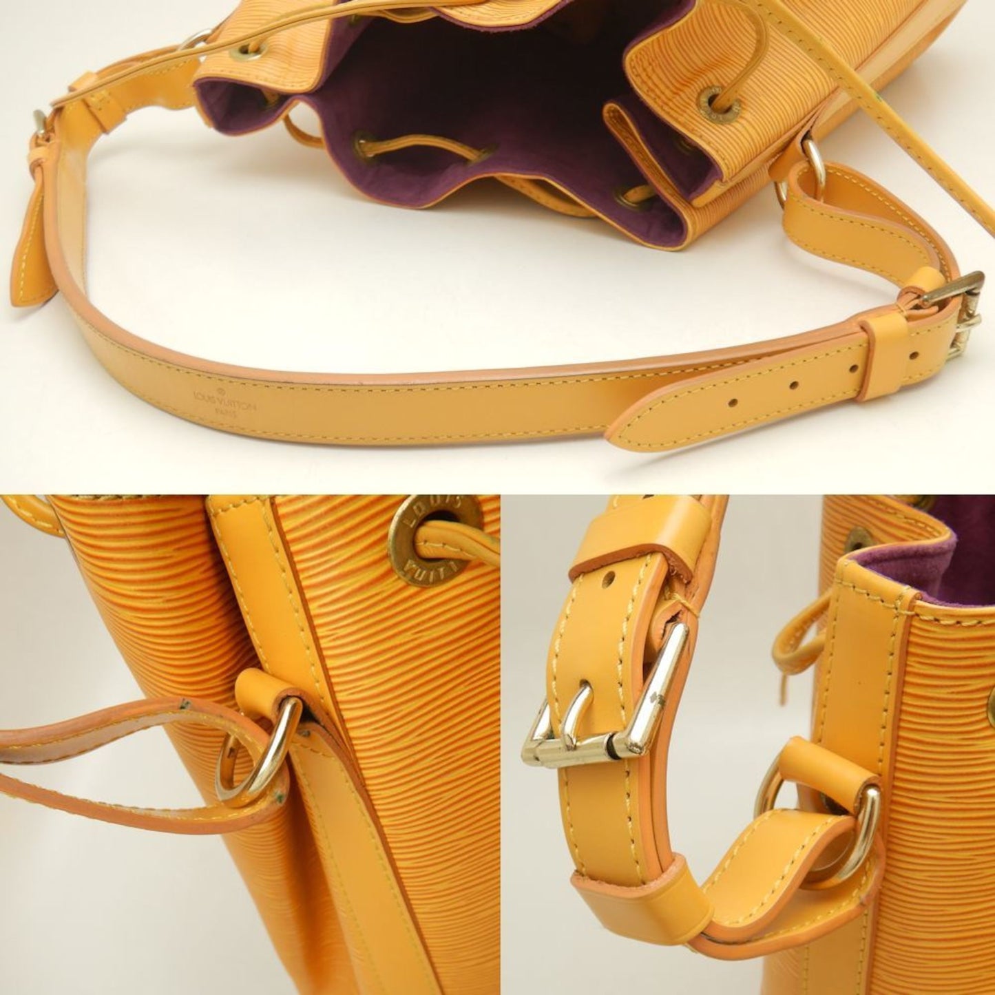 Louis Vuitton Petit Noé, Yellow, Leather, shoulder