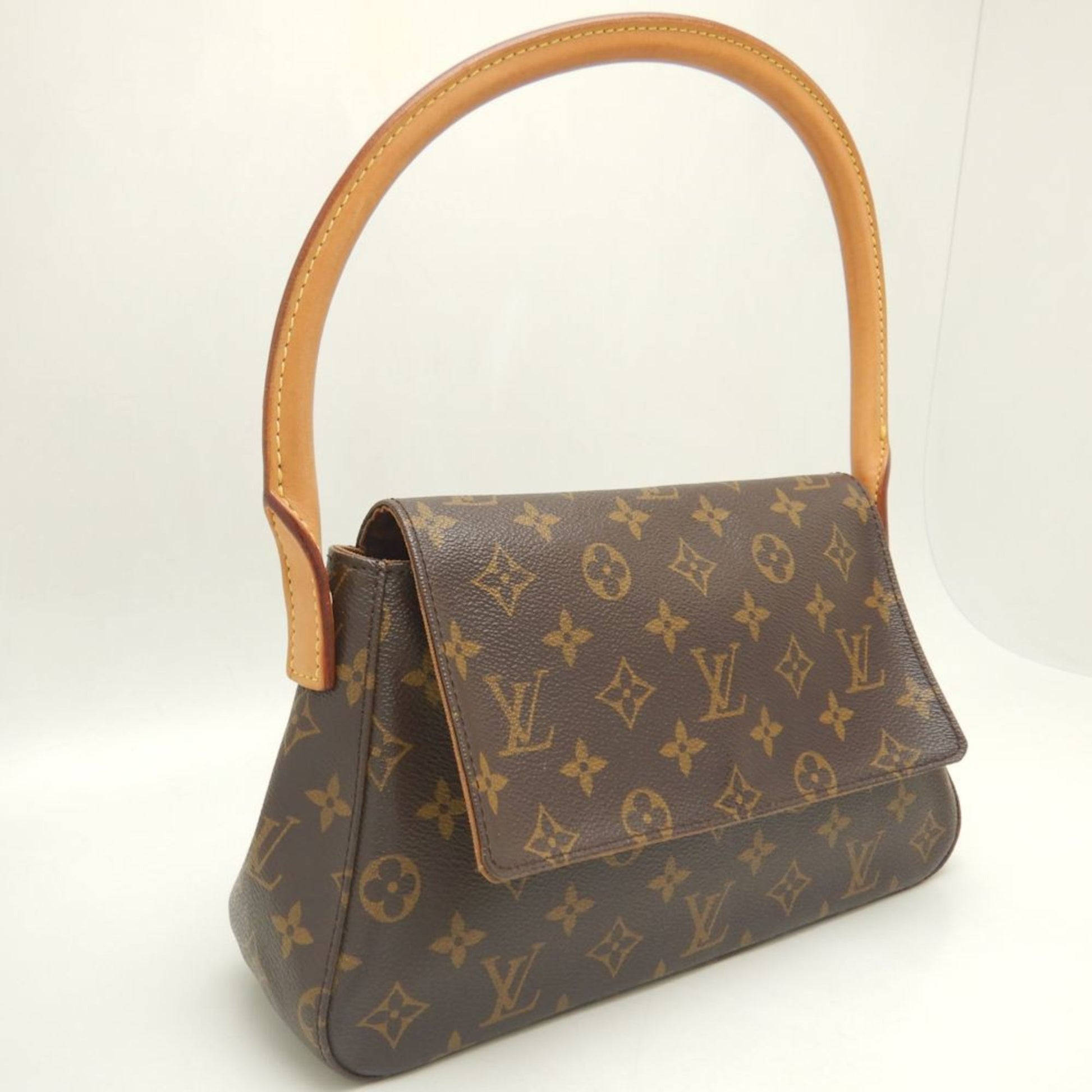 Louis Vuitton Mini looping, Brown, Canvas, shoulder