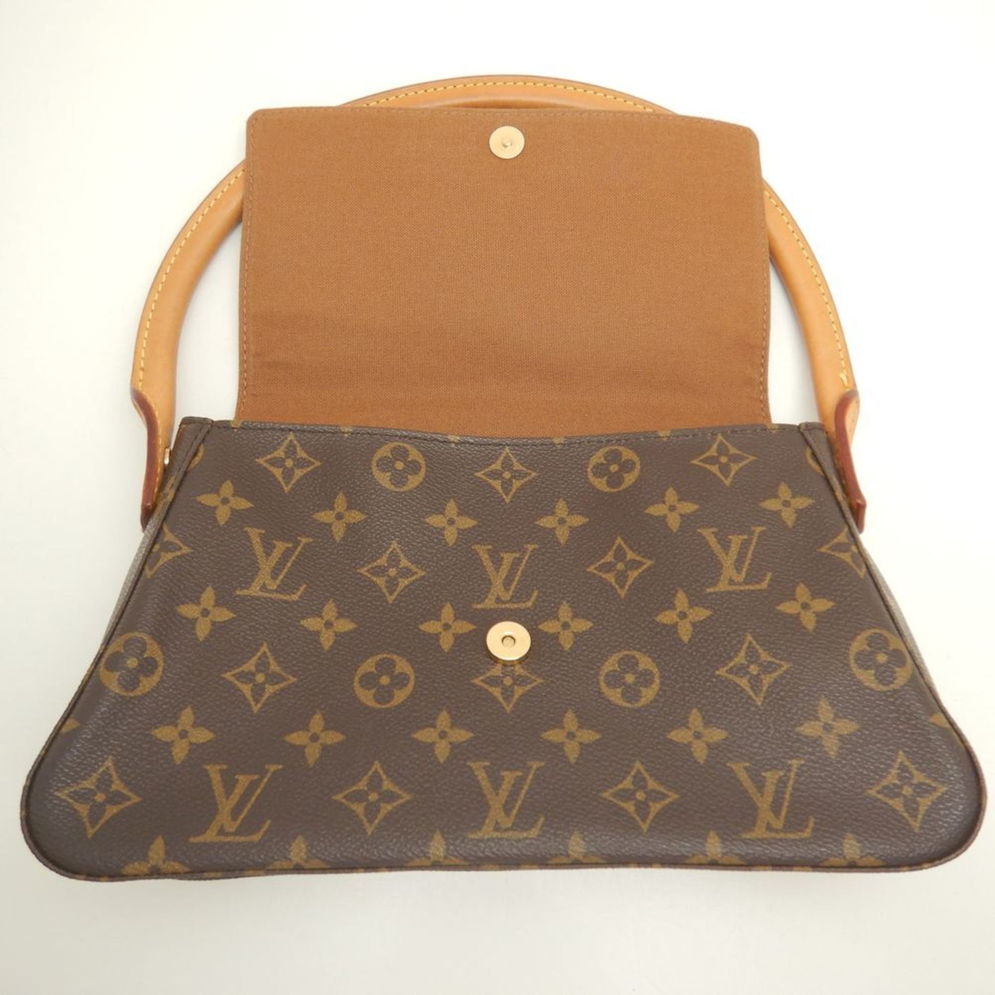 Louis Vuitton Mini looping, Brown, Canvas, shoulder