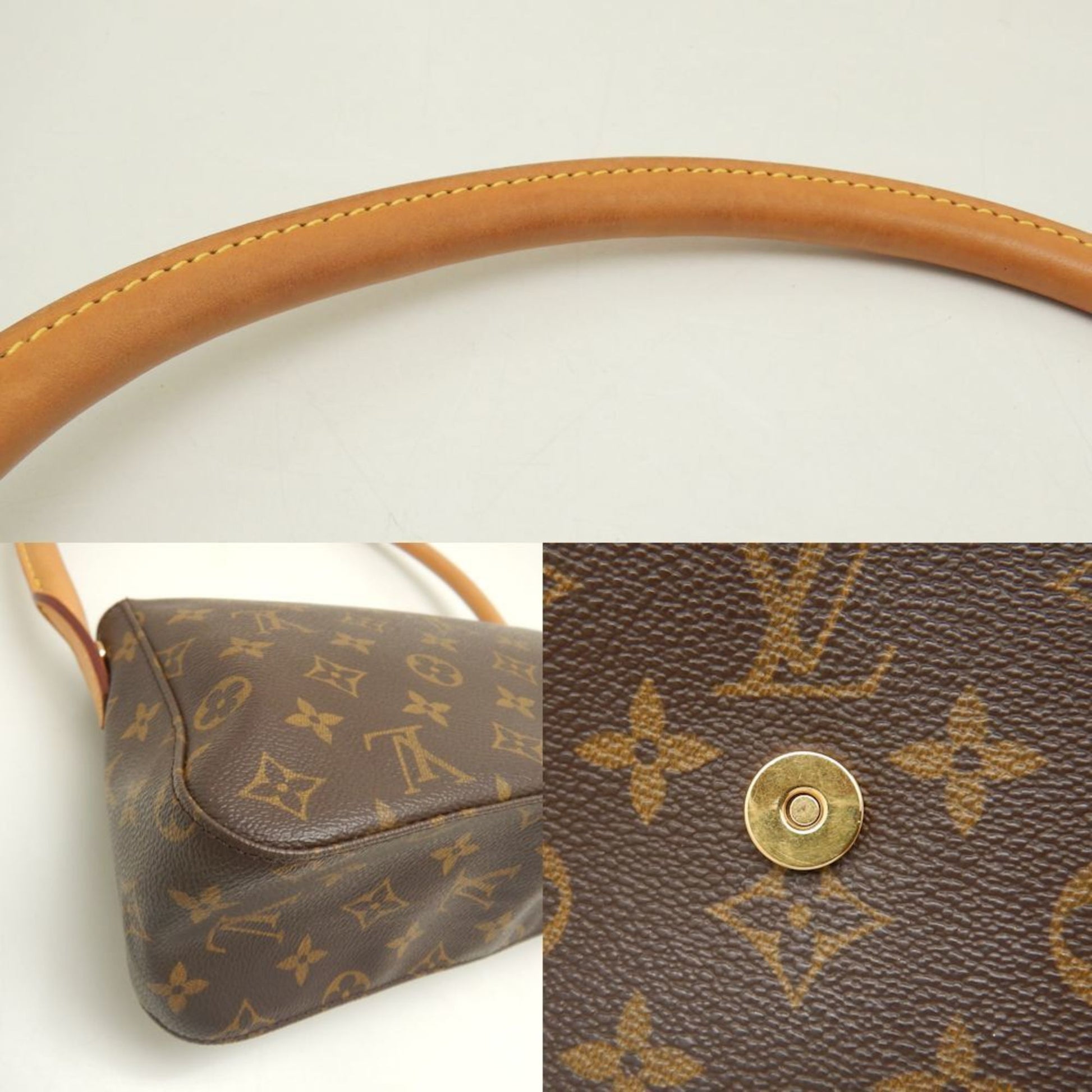 Louis Vuitton Mini looping, Brown, Canvas, shoulder