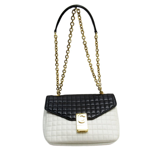 Céline C Bag, White, Leather, shoulder