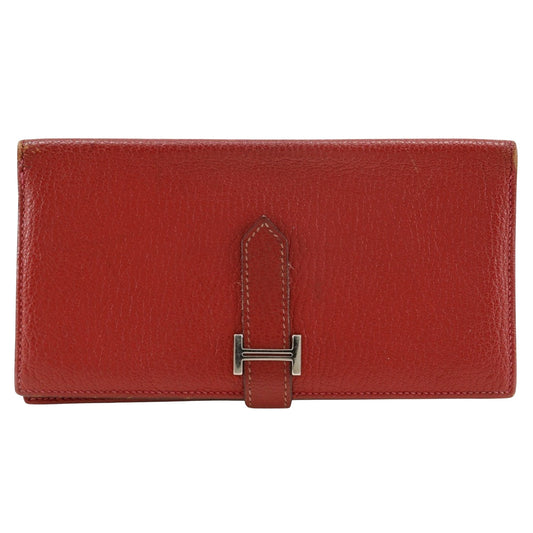 Hermès Béarn, Red, Leather, wallet