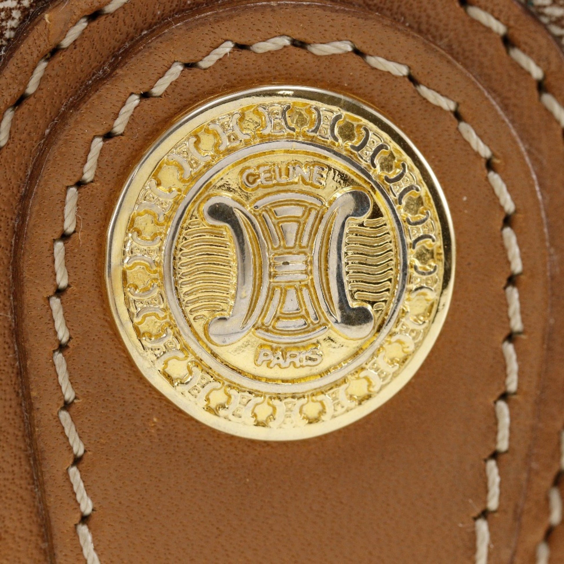 Céline Macadam, Beige, Canvas, shoulder