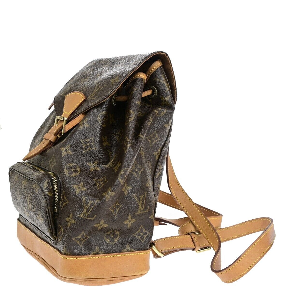 Louis Vuitton Montsouris MM, Brown, Canvas, handbag