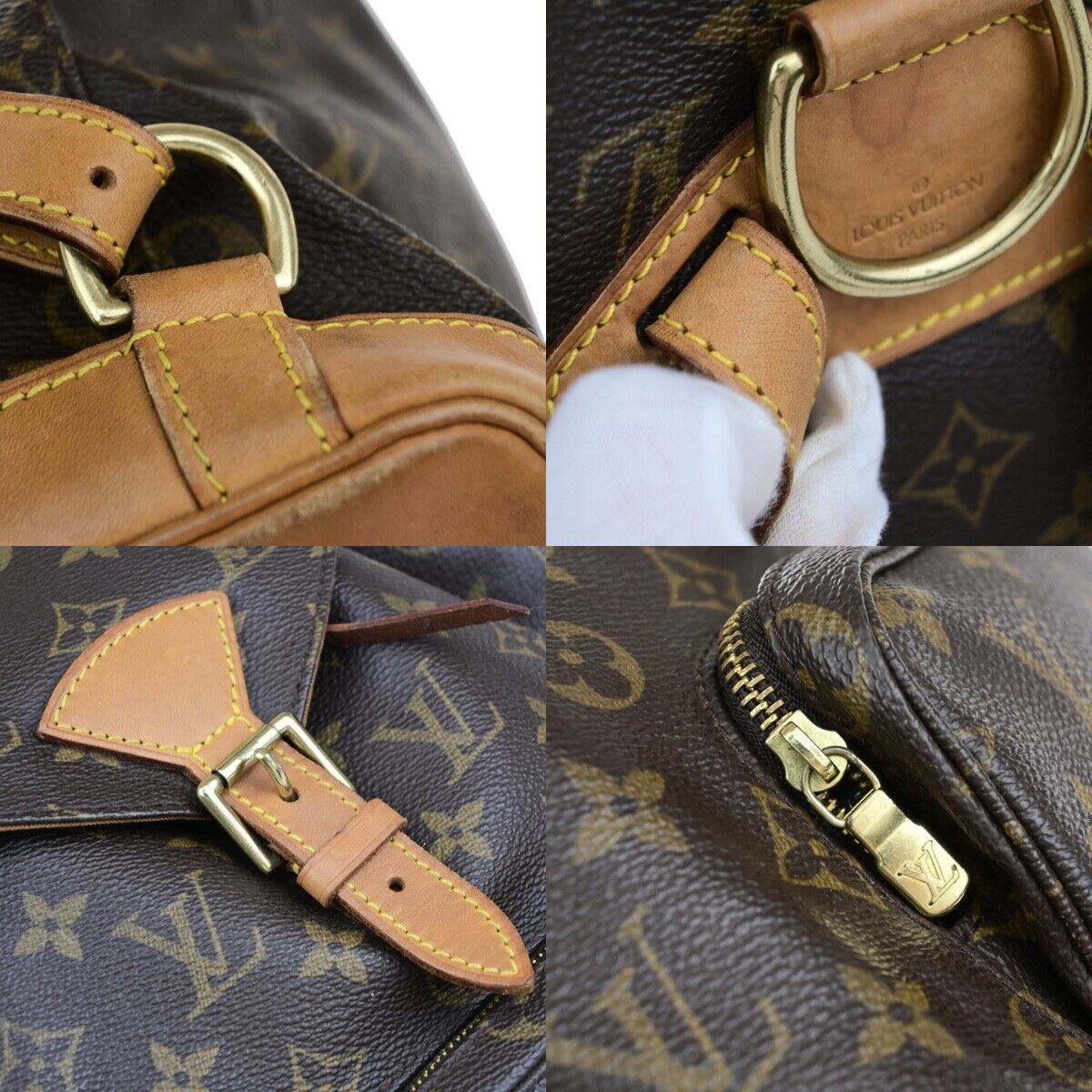 Louis Vuitton Montsouris MM, Brown, Canvas, handbag