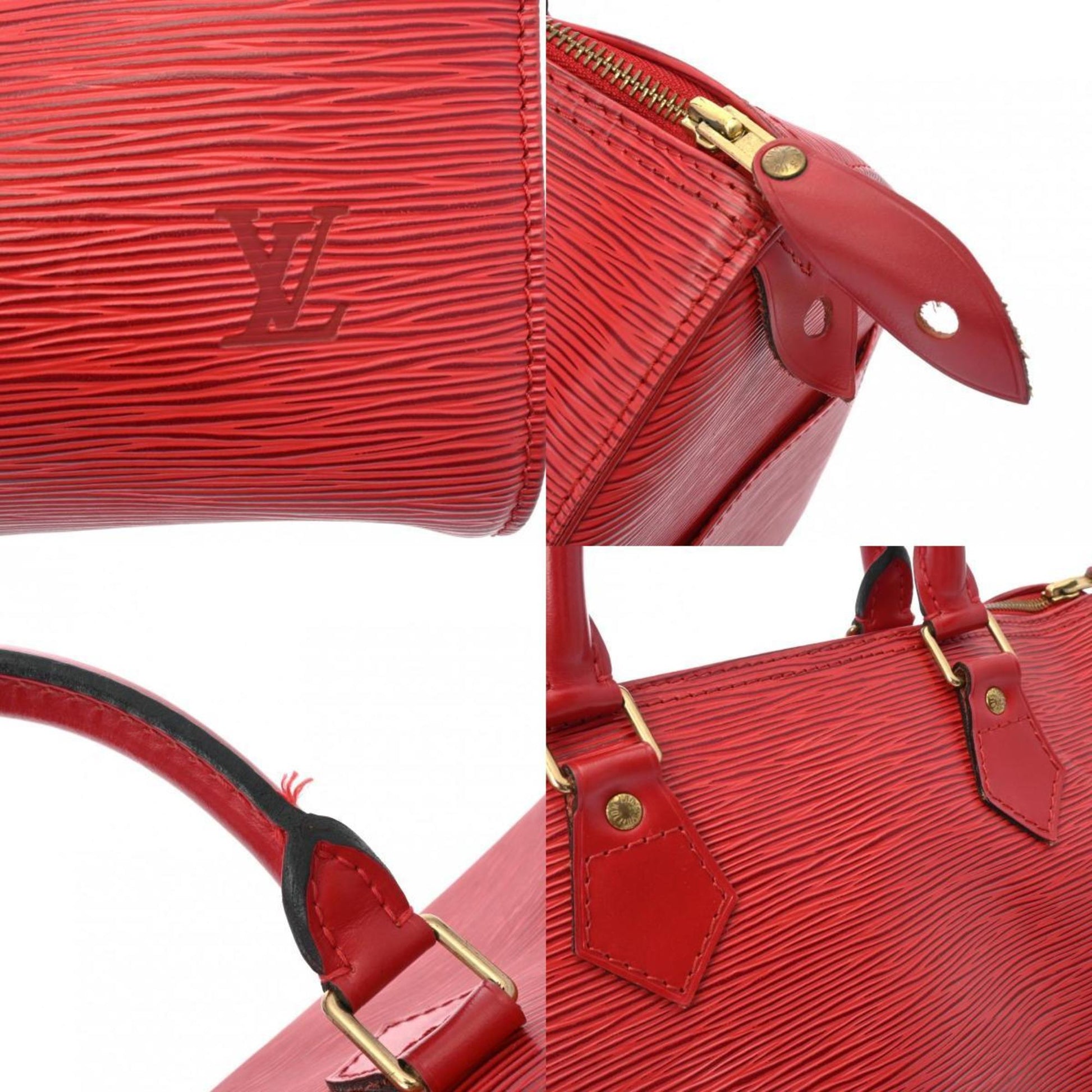 Louis Vuitton Speedy 30, Red, Leather, handbag