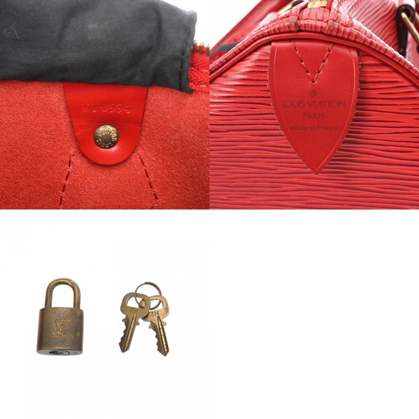 Louis Vuitton Speedy 30, Red, Leather, handbag