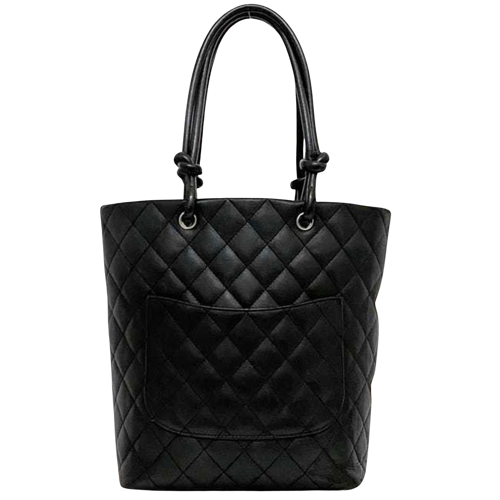 Chanel Cambon line, Black, Leather, tote