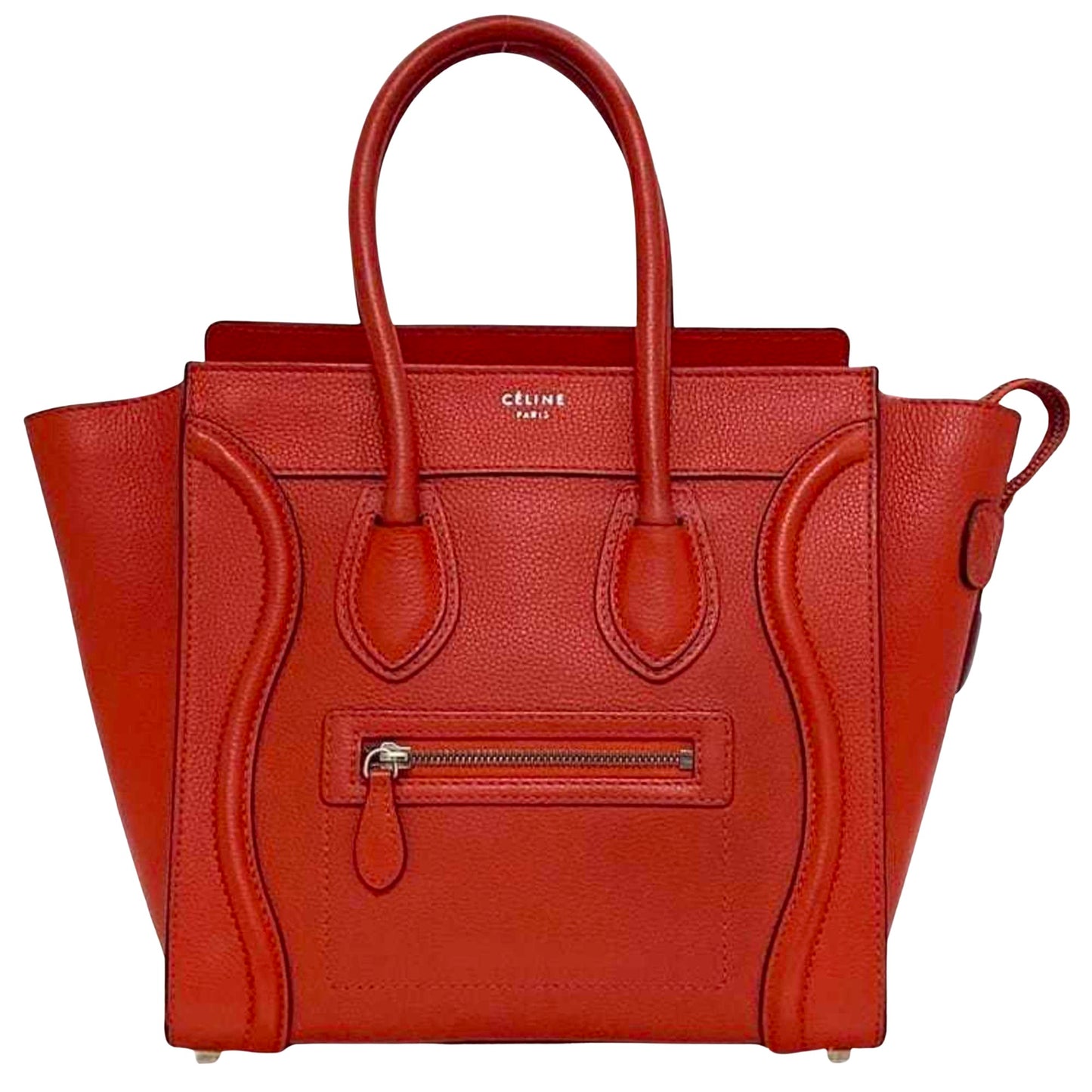 Céline Luggage, Red, Leather, tote