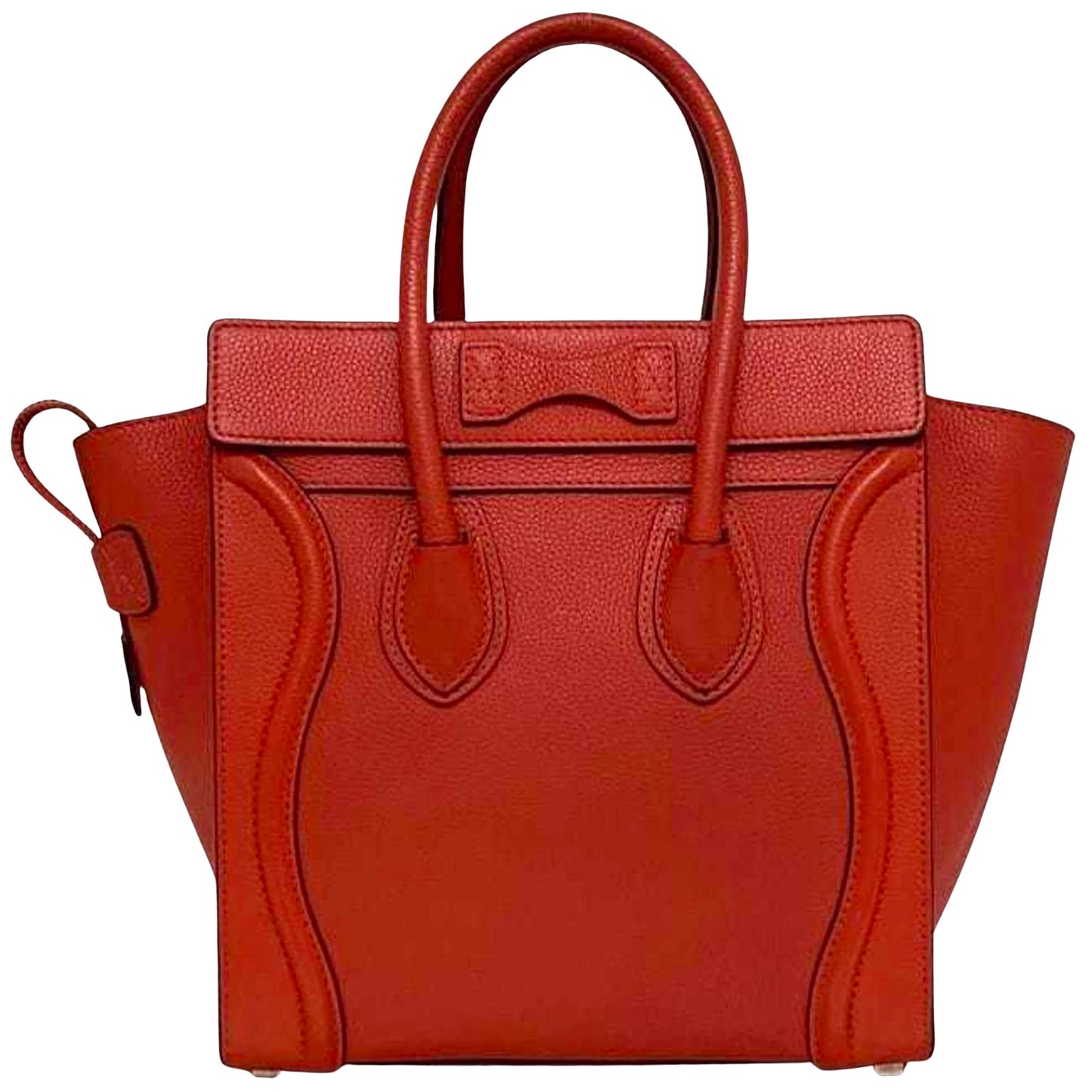 Céline Luggage, Red, Leather, tote