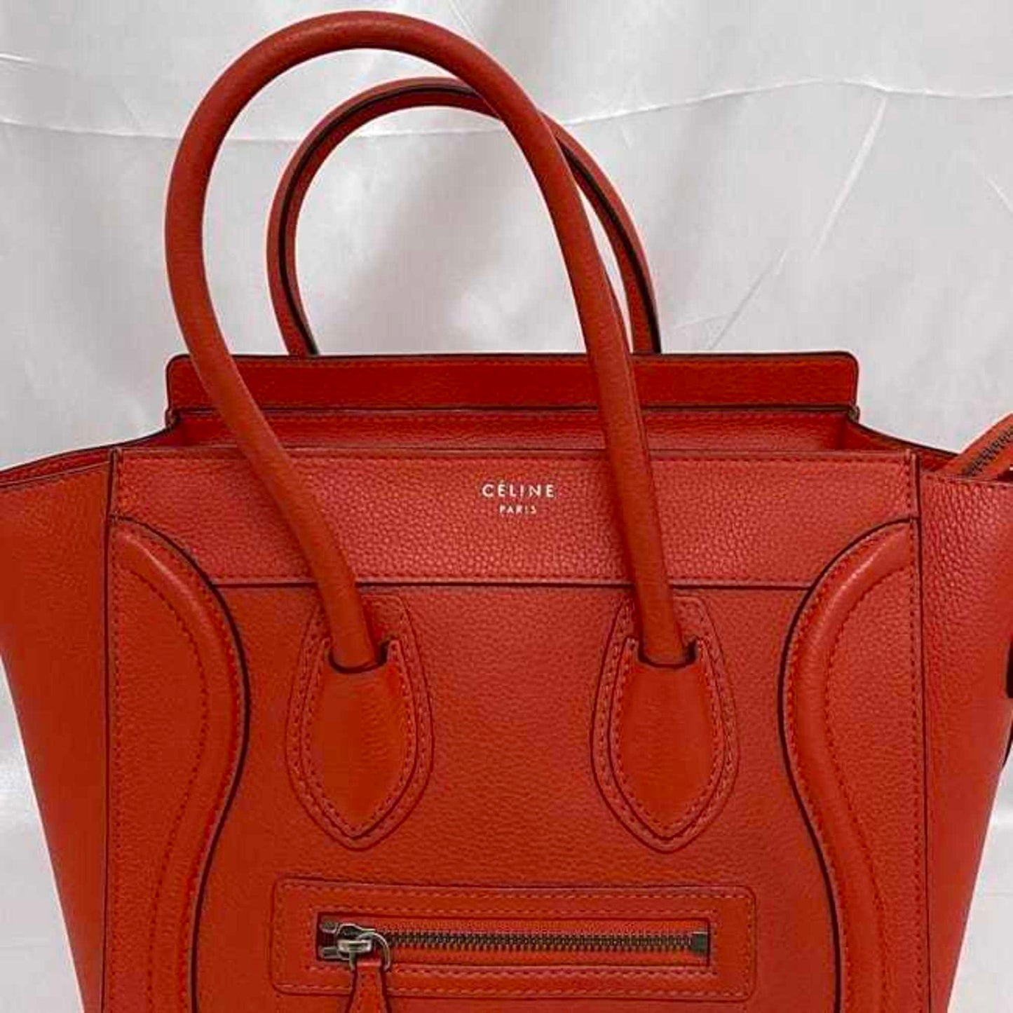 Céline Luggage, Red, Leather, tote