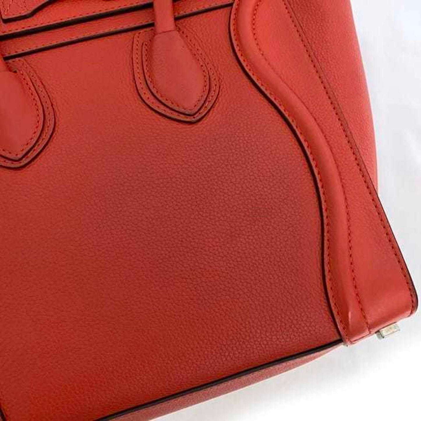 Céline Luggage, Red, Leather, tote