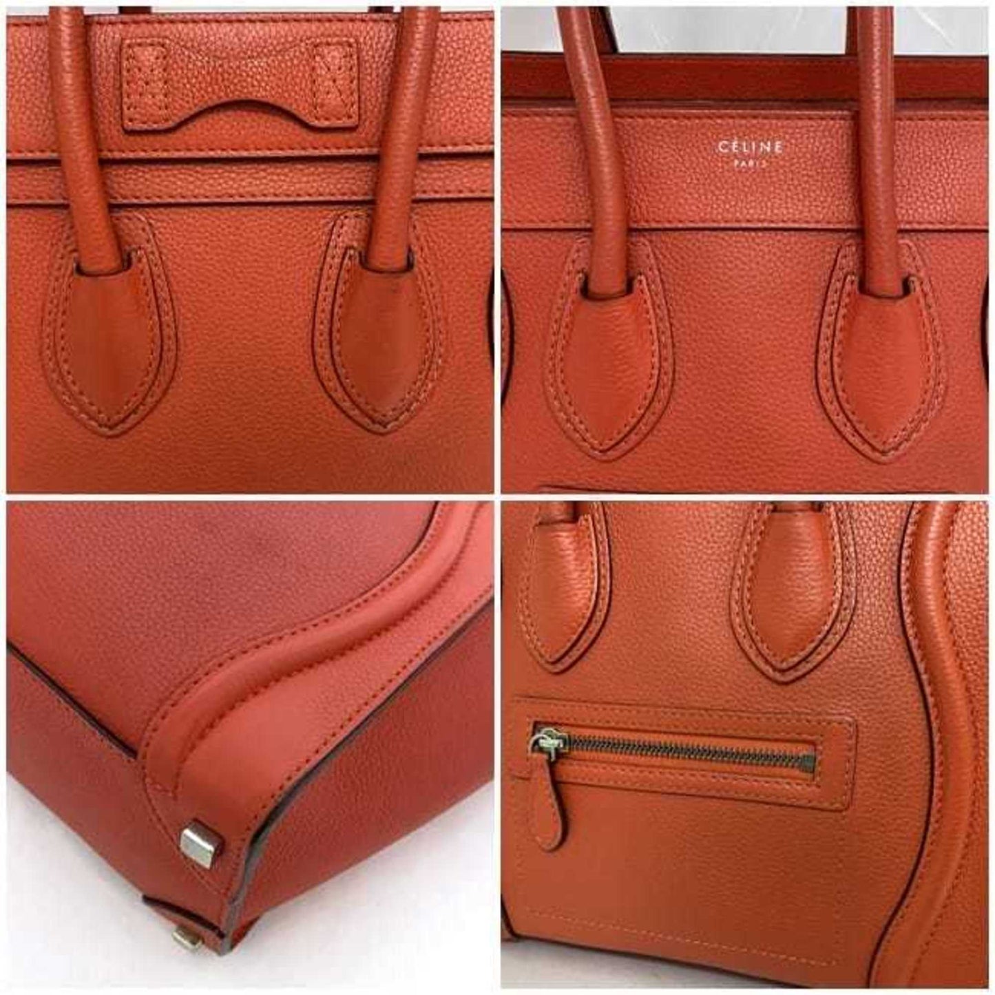 Céline Luggage, Red, Leather, tote