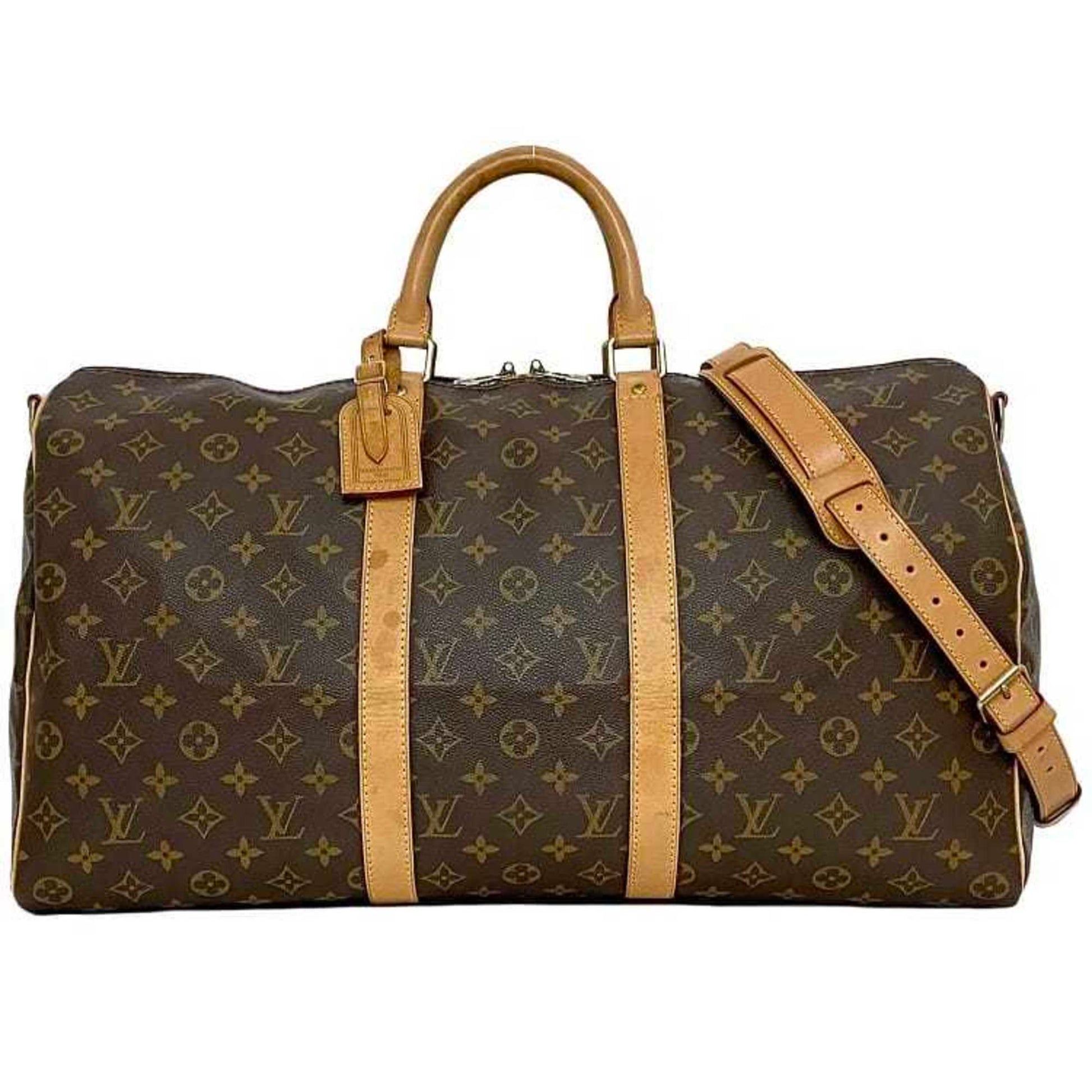 Louis Vuitton Keepall Bandouliere 50, Brown, Canvas, travel