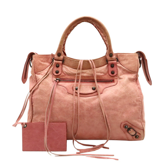 Balenciaga City, Pink, Leather, handbag