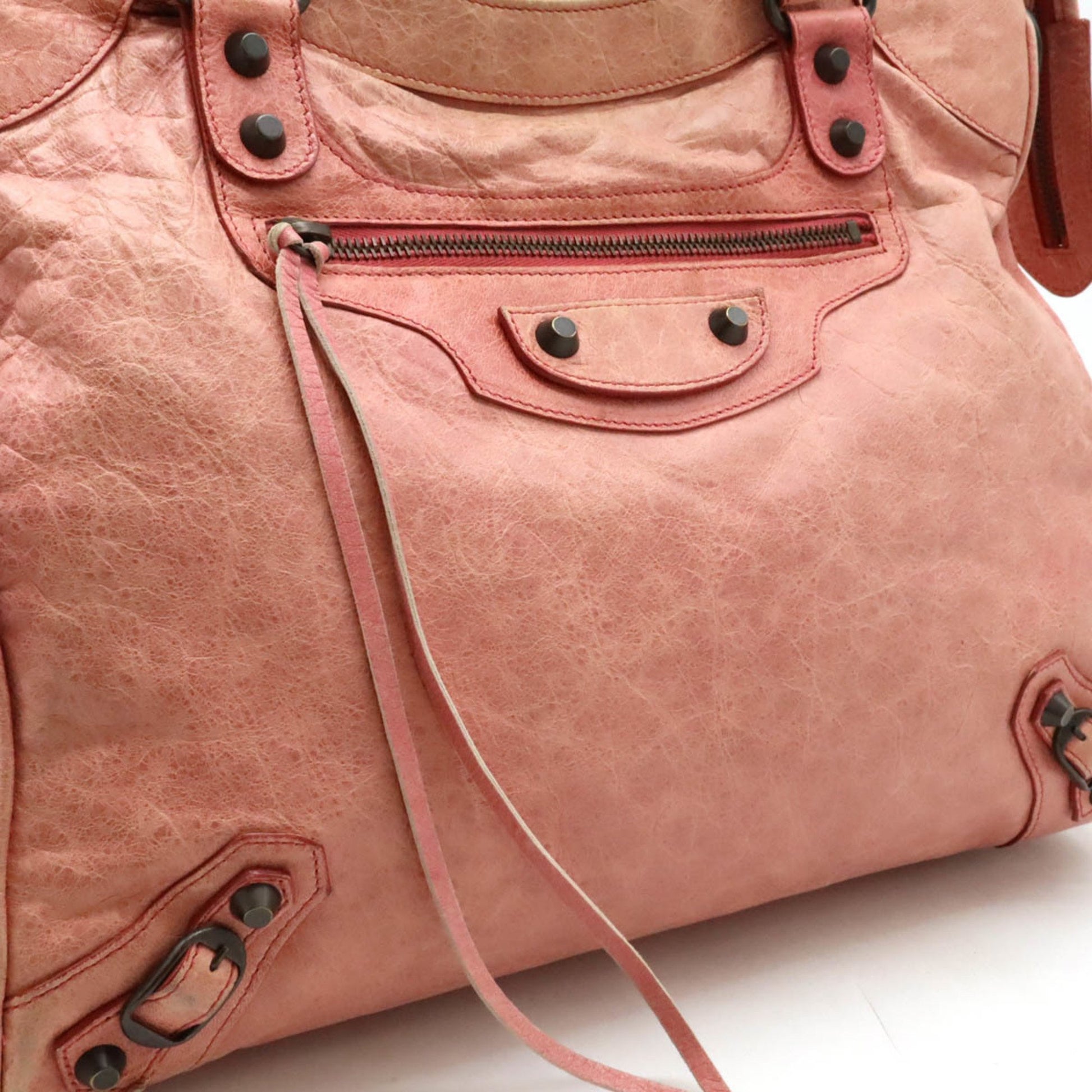 Balenciaga City, Pink, Leather, handbag