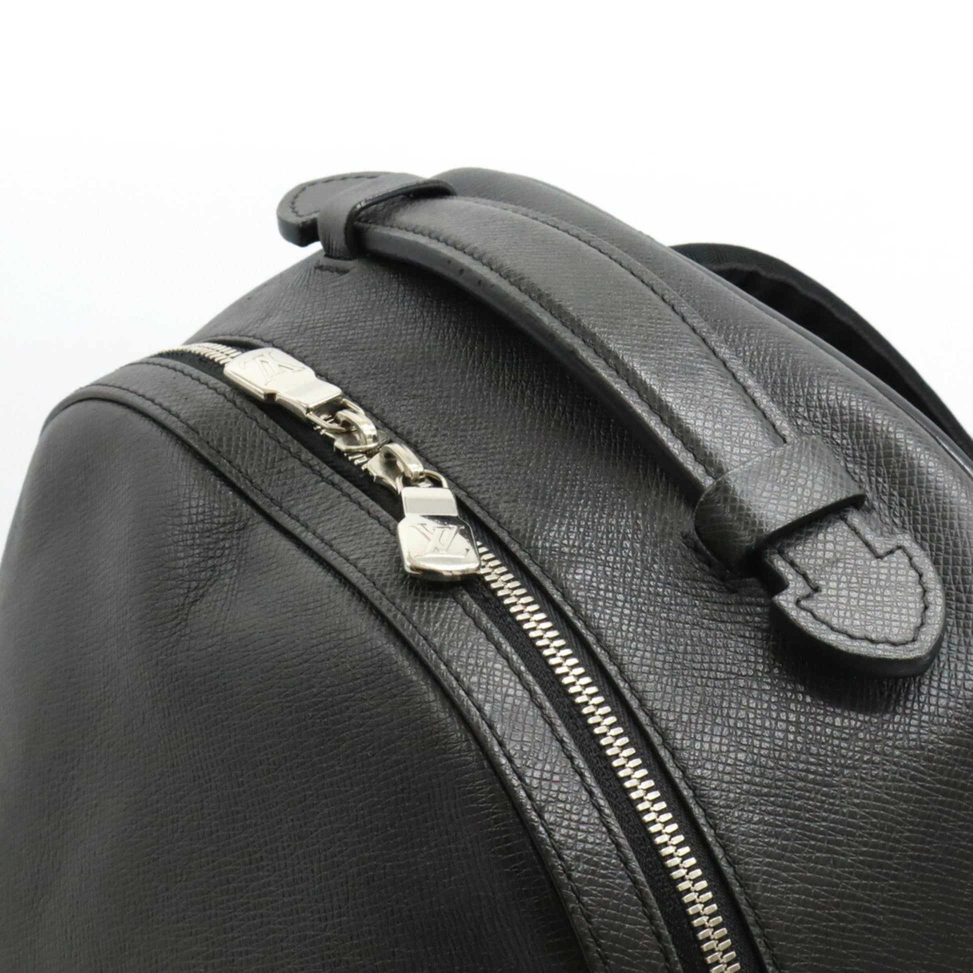 Louis Vuitton Anton, Black, Leather, backpack